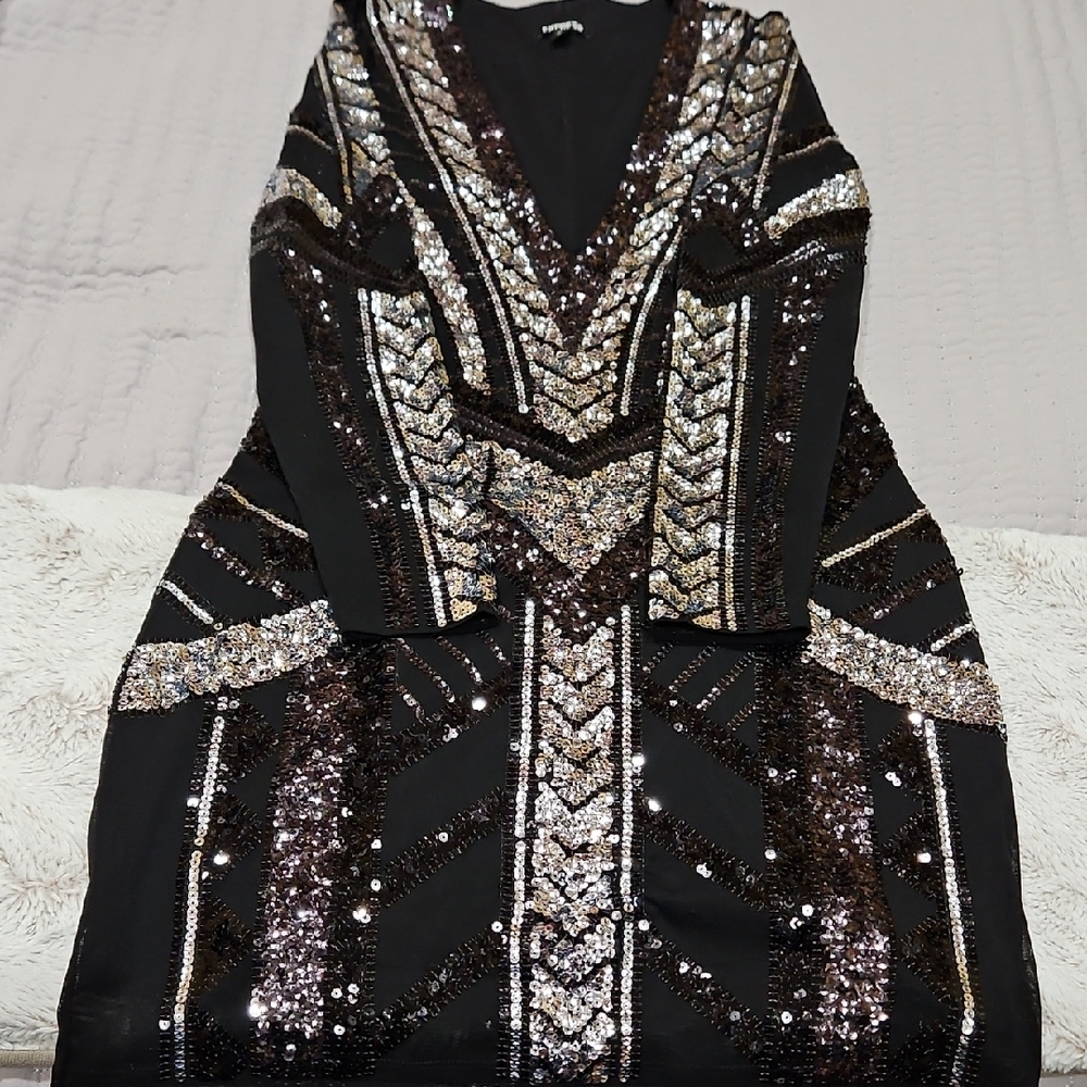 Elegant Sequin Black Dress